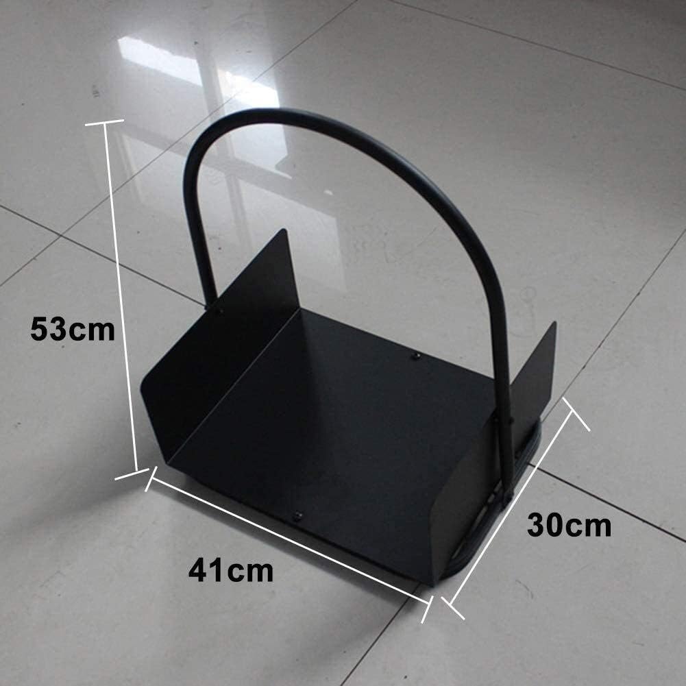 Firewood Rack Fireplace Log Holder Firewood Log Basket for Wood - Black with Ornate Handle Firewood Holder Rack Vintage Fireside Accessories