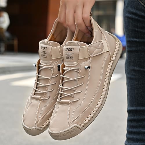 Image of Womens Casual Shoes Ankle Chukka Boots Slip On Breathable Loafers Handmade Fashion Sneakers Mid top Walking Driving Flats Shoes