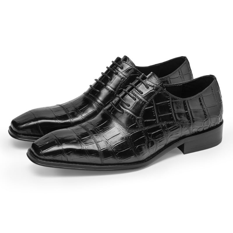 Men's Oxfords Business Dress Shoes Men's Platform Patent Leather Oxford Shoes Non Slip Dress Shoes Casual Work Office Comfort Business Shoes Lace Up Pointed Toe Low-Top Dress Shoes(Black,8)