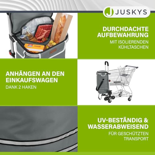 Juskys 3in1 Einkaufstrolley für Treppen - 56 L, modern & klappbar - Treppensteiger Trolley zum Shopping - Sackkarre & Tasche - Trolli Grau – Bild 5
