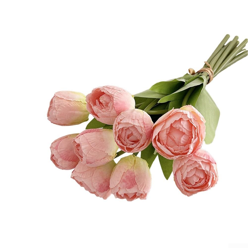 Tulipes artificielles roses pour déco table à manger et salon chaleureux | Lot de 2