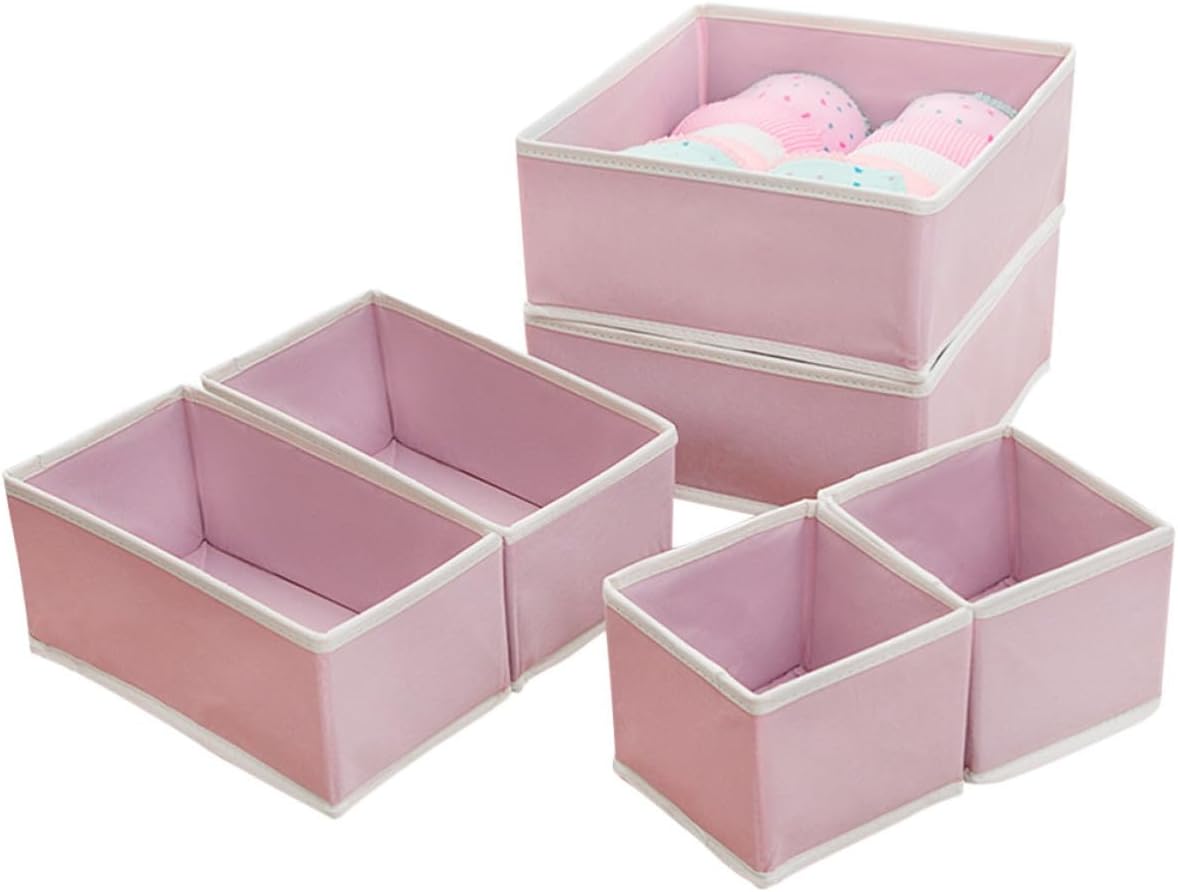 COHEALI Pink Non-woven Fabric Underwear Storage Container Six-piece Set