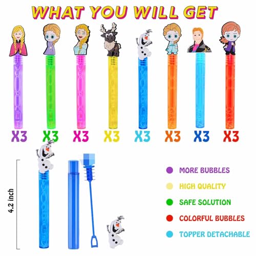 24 Piece Frozen Bubble Wand for Kids(8 Style),Cute Frozen Bubble Wand Great for Frozen Theme Birthday Party Supplies