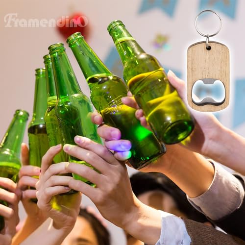 Framendino MC20728_4FD 10 Pack Wood Bottle Opener Wooden Keychain Bottle Openers Blanks Wood Engraving Key Chains Key Tag thumb #3