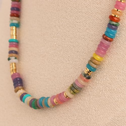 Collier ras du cou chaîne de déclaration pierre précieuse dorée - 2
