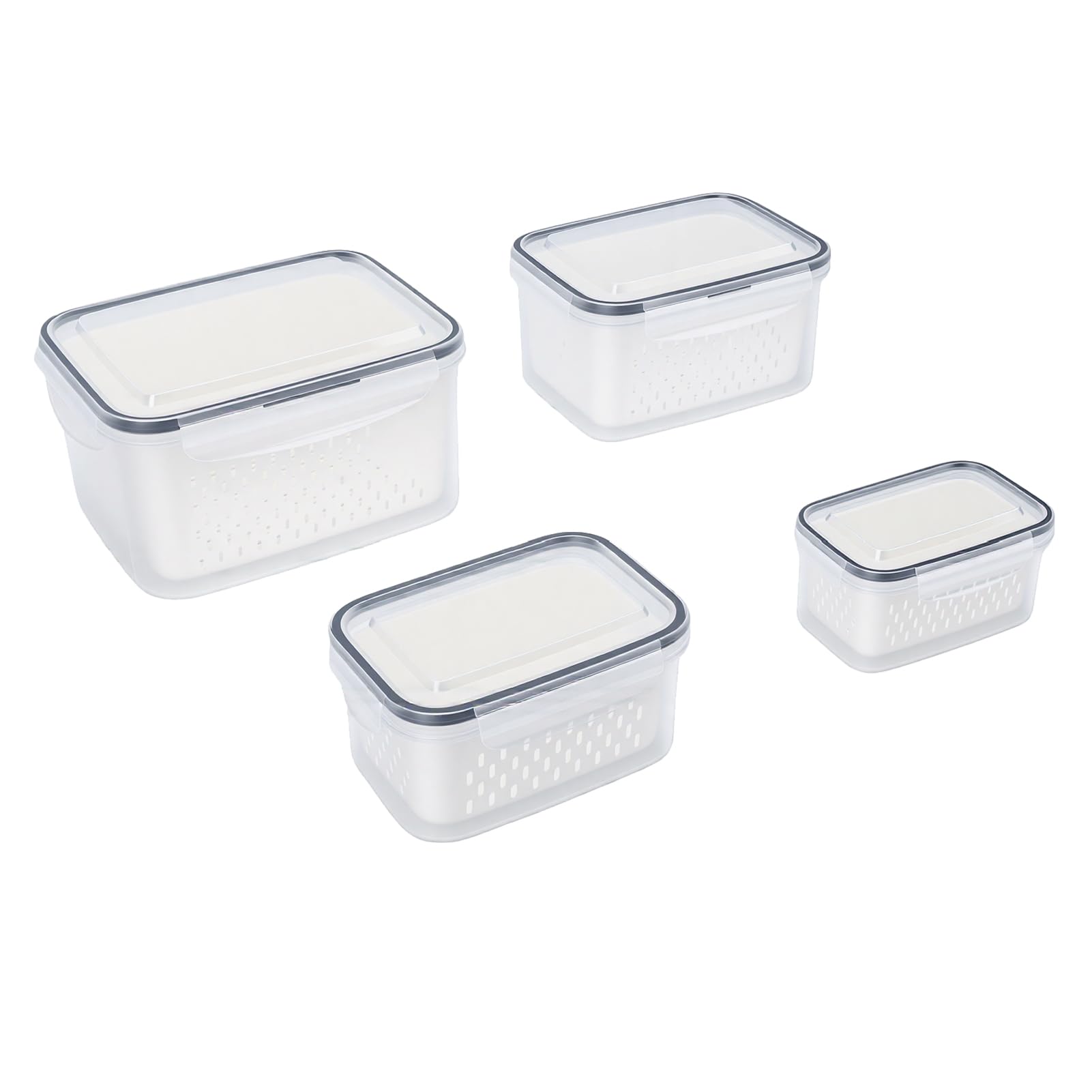 Ejoyous Set di Contenitori per la Conservazione della Frutta Contenitori per Prodotti in Plastica per Alimenti 4 Dimensioni 3,15 L 1,7 L 0,8 L 0,38 L Scolapasta Rimovibili Conservazione Ermetica in