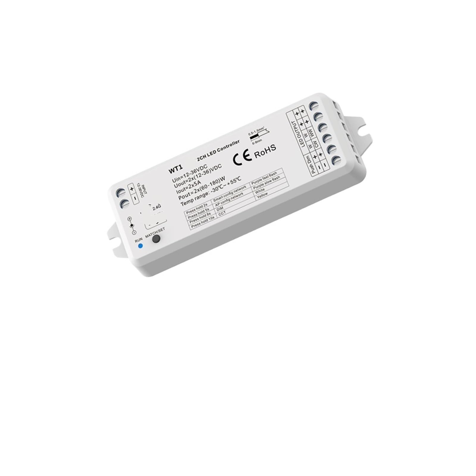 Wt1 Led Controller 2 Channel LED Control LED Dimmer Controller 2CH 12V-24V - WT1 Model For ...