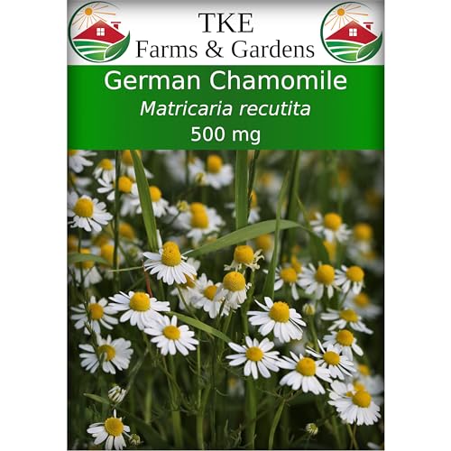 TKE Farms & Gardens - German Chamomile Seeds for Planting - 5000+ Non-GMO Heirloom Seeds 500 mg Medicinal Herb for Tea Aromatic & Ideal for Indoor/Outdoor Growing