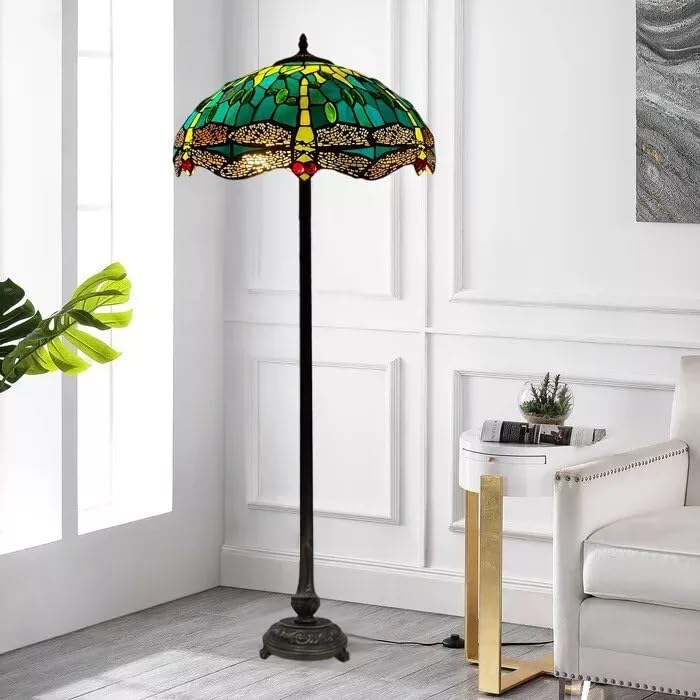 TIFFORA Tiffany Style Dragonfly Floor Lamp, Blue Stained Glass Floor Lamp for Bedroom Living Room, 66.25 Inch Tall (TFF(L)-1615)
