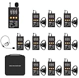 PANDAAR Wireless Tour Guide System, Tour Guide Microphone and Speaker, Tour Guide Headsets 1 Transmitter 10 Receivers, 200m/656ft Long Range, Tour Guide Speaker for Factory School Church Museum