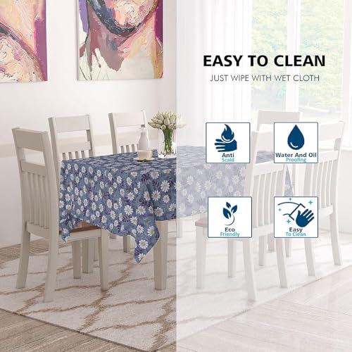 Image of Dakshya Industries PVC Waterproof Withoutlace Dining Table Cover (Size - 54X78 Inch) Rectangle 6 Seater Heat Rasistant Table Cloth (T21)