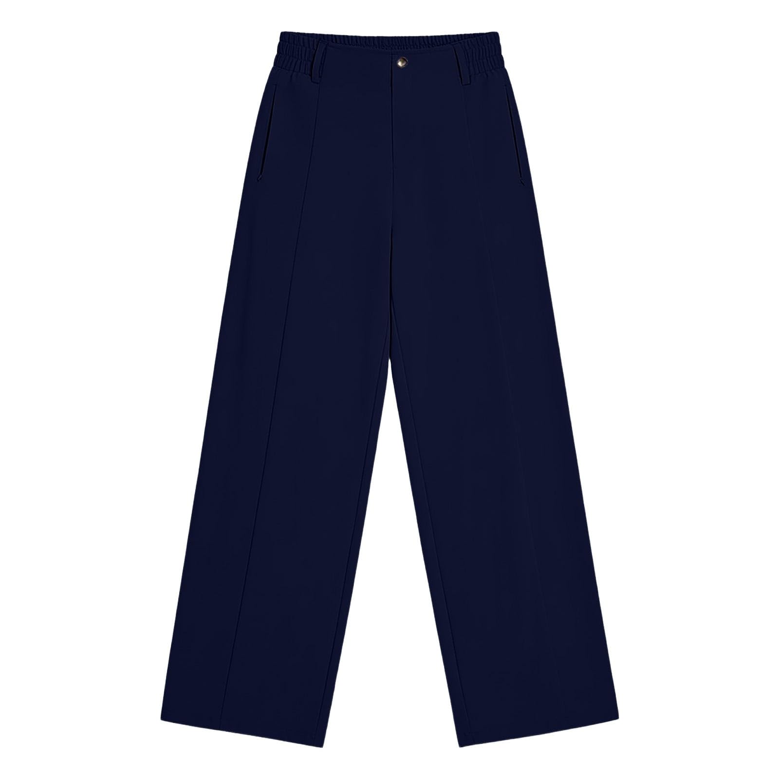 Pantaloni da golf da donna a gamba dritta, con elastico in vita, con tasche, traspiranti, leggeri, estivi, tinta unita, vestibilità ampia, pantaloni da lavoro, per vacanze, spiaggia, attività