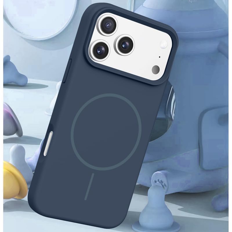 Image of LuxuryKase Silicone Magnetic Case for iPhone 17 Pro Max | Soft Microfiber Lining | MagSafe Support | Shockproof Protective Cover | Precise Cutouts | Slim Fit Design - Blue
