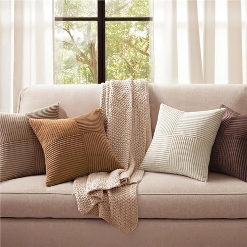 Housse coussin velours côtelé lavable pour rénover un canapé usé facilement