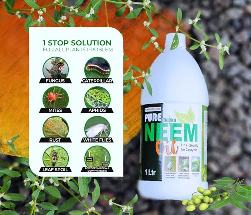 Image of Chipku Pure Cold Pressed Water Soluble Neem Oil 1 ltr Pack of 2 With Free Spray Gun Concentrate For Plants& Garden For Indoor & Outdoor Removes Aphids Fungus Thriphs For Making 50 Neem Spray Bottles