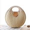 Puedo Women Shell Shape Straw Bag Rattan Woven Beach Handbags Summer Straw Tote Bag (Off white)