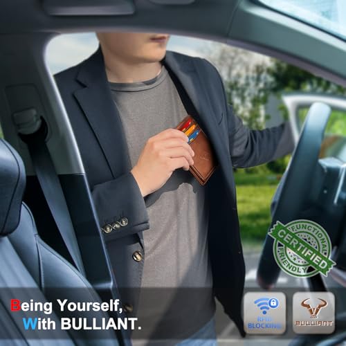 Image of BULLIANT Slim Wallet For Men 12Cards,Magnetic Flip Build-in Money Clip Airtag Compatible-RFID Blocking