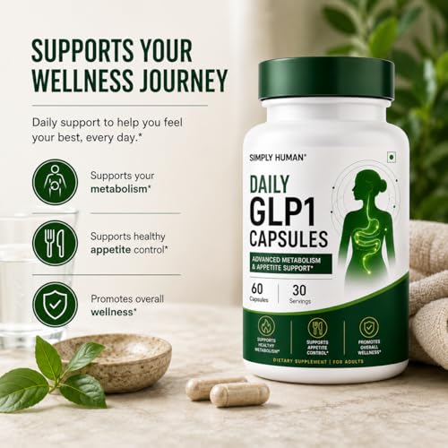 Image of Simply Human Daily GLP1 Capsules for Appetite Control & Metabolism Support | Natural Glp1 Support & Advanced Weight Management Formula | 60 Veg Capsules