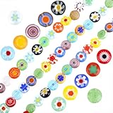 Applications multiples:Ces perles plates en verre filé peuvent être combinées avec d’autres bijoux pour créer des objets artisanaux tels que des colliers., Bracelets, Des boucles d'oreilles, etc., Les objets artisanaux fabriqués à partir de ces perles plates en verre filé peuvent également être offerts en cadeau à la famille ou aux amis.