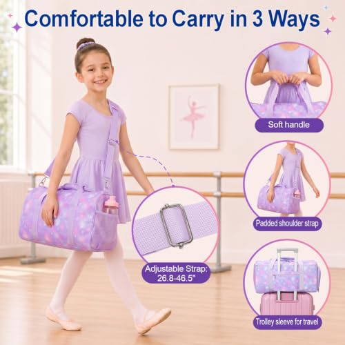 Image of Bagseri Dance Bag for Girls - Kids Duffle Travel Bag with Shoe Compartment