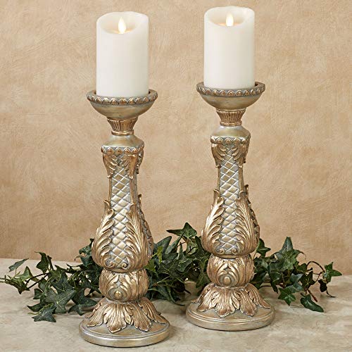 Touch Of Class Calissa Ornate Candleholders With Acanthus Leaves Handpainted Light Gold thumb #1