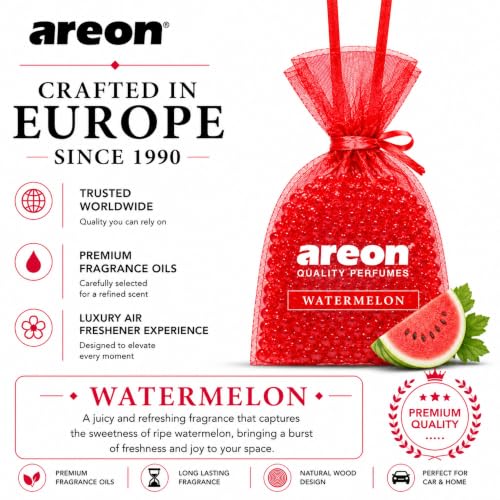 Image of AREON Pearls Watermelon Hanging Air Freshener, Quality Perfume Pack 3