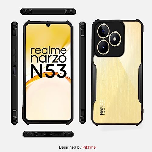 Image of Outlouders Back Cover for Realme Narzo N53 / C53 / N51| Ultra Hybrid Transparent | Full Camera Protection | Raised Edge | Crystal Clear Bumper Case(Black)