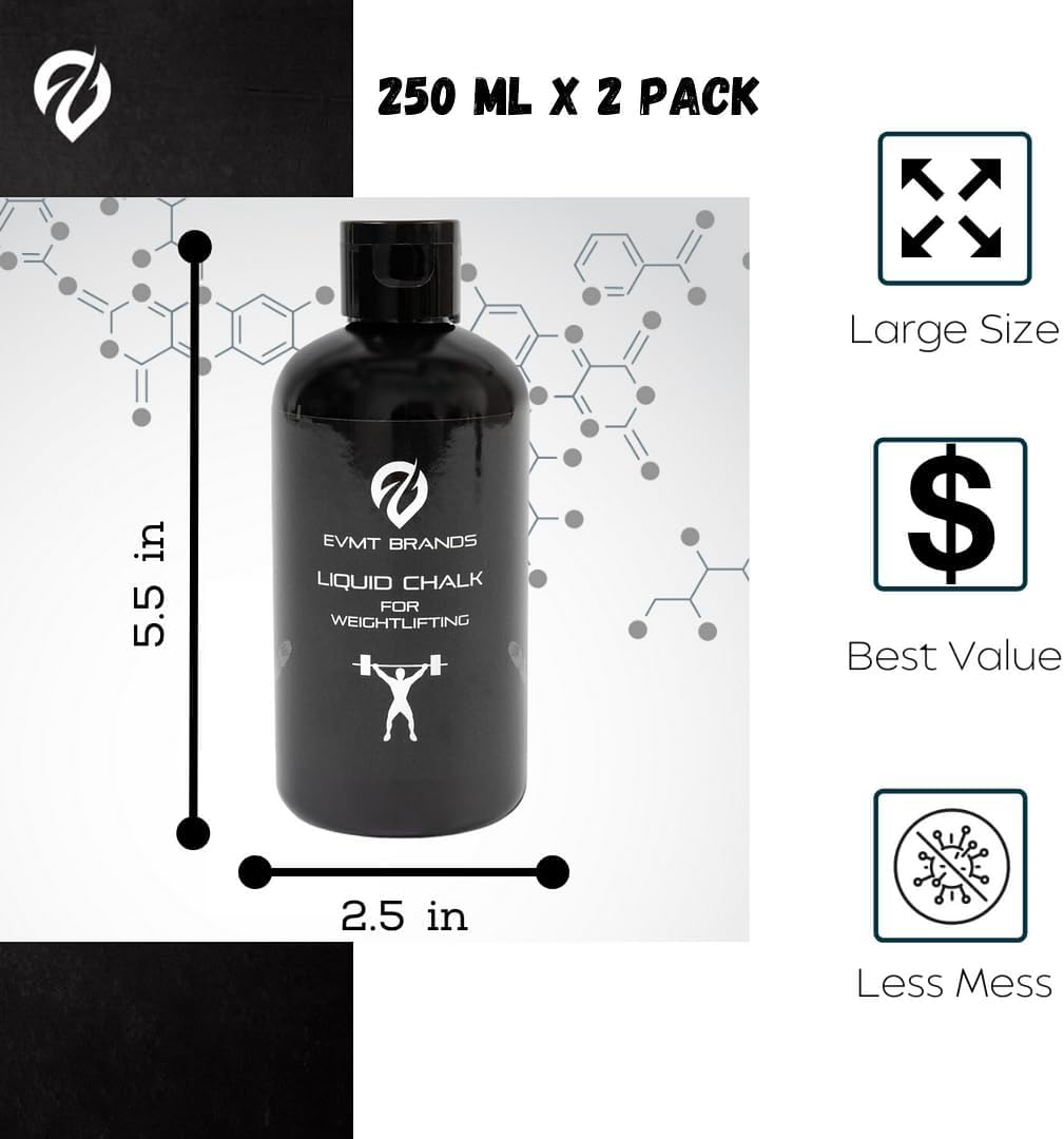 EVMT Brands Gesso Liquido e Magnesite Liquida Antiscivolo per Palestra, Sollevamento Pesi, Arrampicata, Ginnastica, Danza Resistente al Sudore per Presa Potente