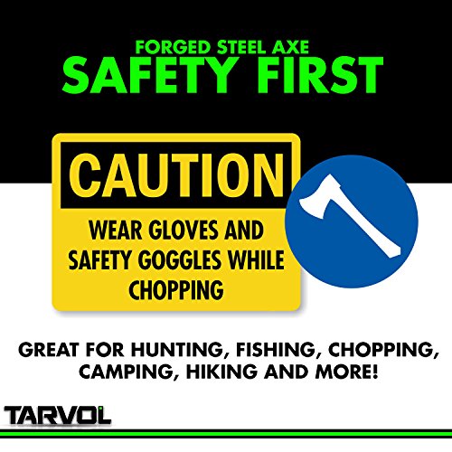 Tarvol - 14" Camping Axe, Forged Steel Hammerhead Hatchet Blade, Fiberglass Comfort Tomahawk Handle w/ 1.25LB Carbon Blade - Thumbnail 6