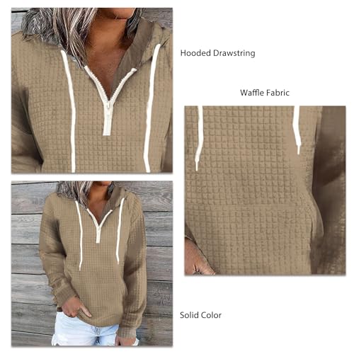 Pull à capuche avec cordon de serrage ajustable en taille M couleur kaki