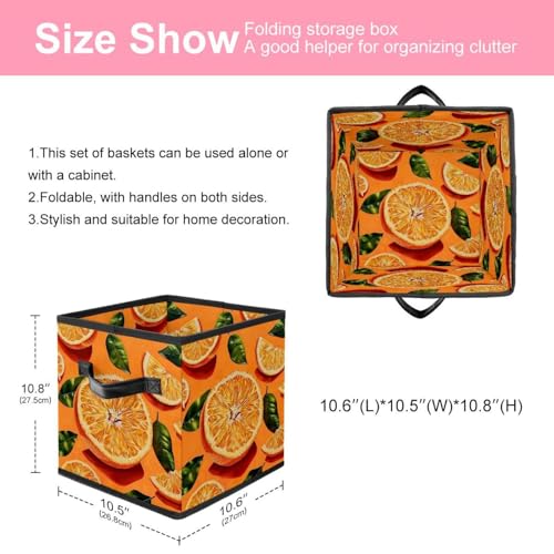 Boîte de rangement Oxford 28cm cube pliable motif orange