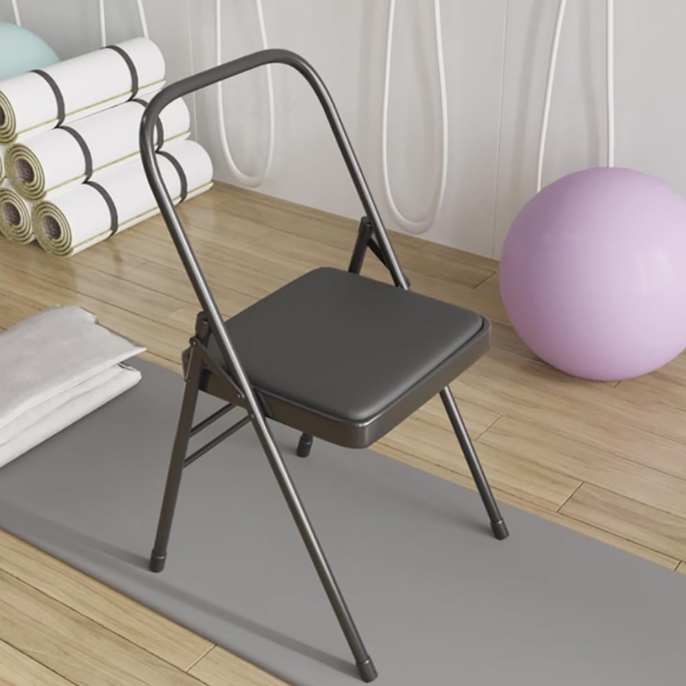 Yoga Klapstoel,Yoga Extra Stoel,Iyengar Metalen Klapstoel,Versterkte Draagbare Rugloze Stoel Wit 31,5 Inch * 18,5 Inch * 17,3 Inch (Brown