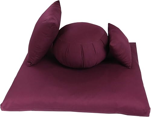 Juego de cojines de meditación Zafu, Zabuton y soporte de trigo sarraceno (4 piezas)