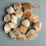 Natural Citrine Nuggets Beads Rough Raw Yellow Quartz Stone Beads Center Drilled Supplies for...