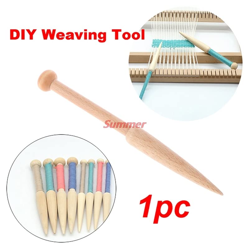 1PC DIY Weaving Tool Wood Woven Sweater Scarf Tapestry Bobbin Stick Single Head Solid Crochet Hook DIY Loom Tools