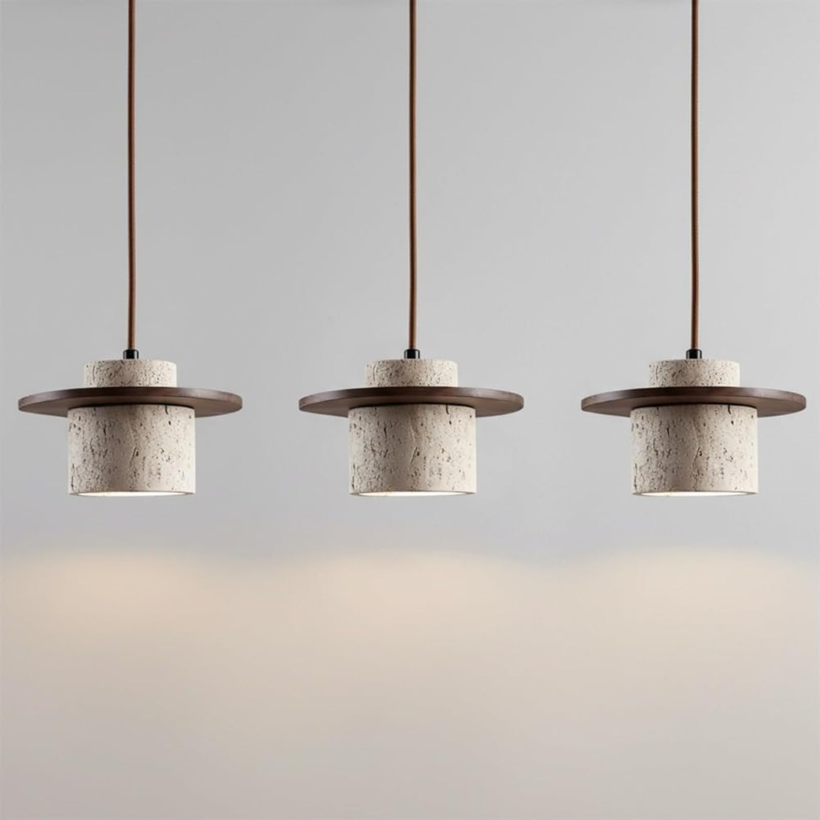 Lampy wiszące, zestaw 3 sztuk, cylindryczne lampy wiszące z naturalnym kamieniem, minimalistyczne małe żyrandole do sypialni lub przy łóżku