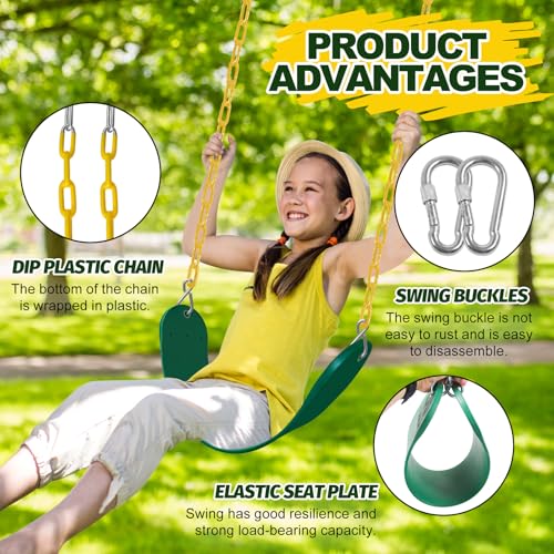 Image of Swings Set - 2-Pack Suitable for Kids and Adults, Comes with Hooks & Chains, Perfect for Backyard