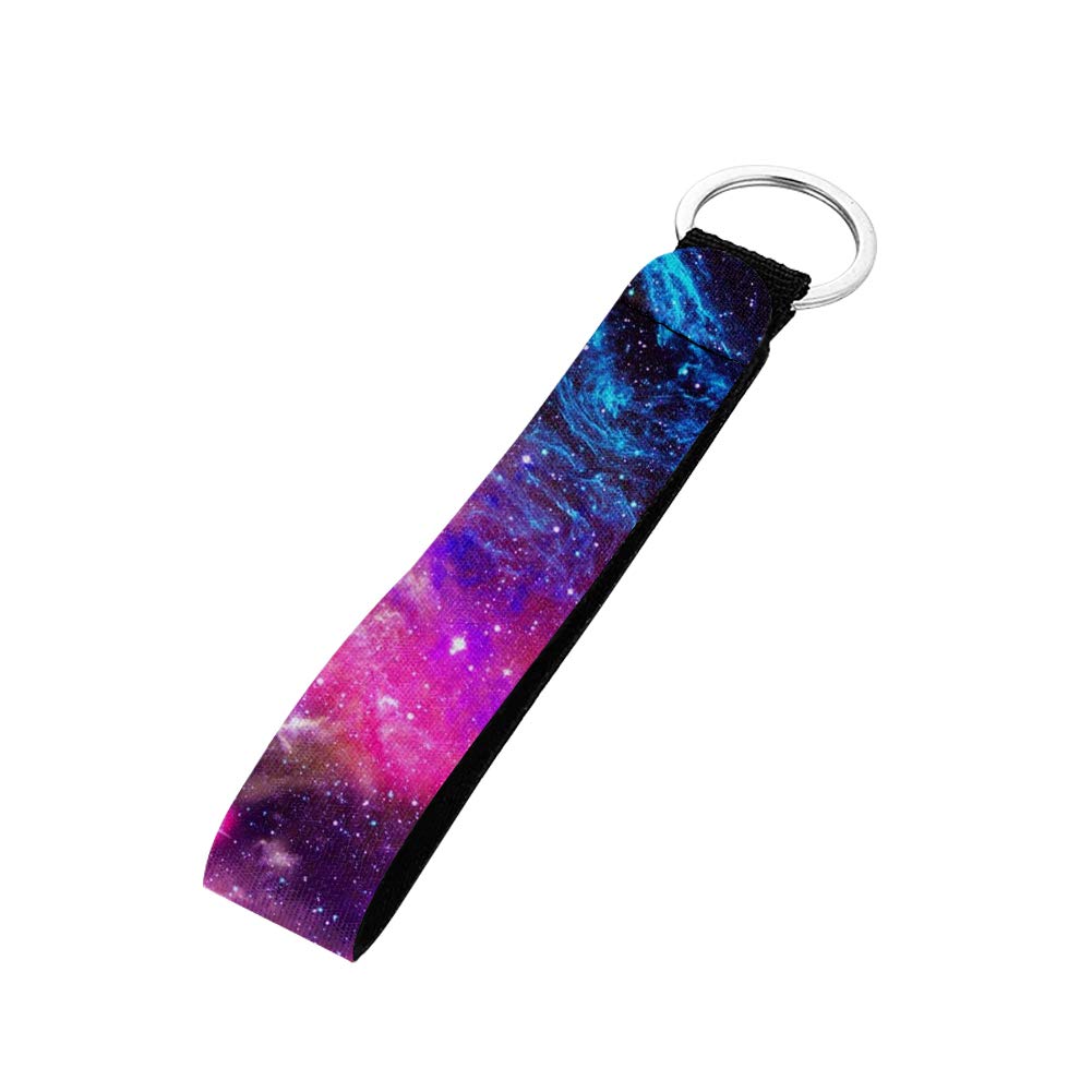 SEANATIVE Galaxy Space Purple Stars Wrist Lanyard Keychains for Car Home Keys,Water Bottle Badge,Phone,Camera,USB Holders for Women Girls Gift