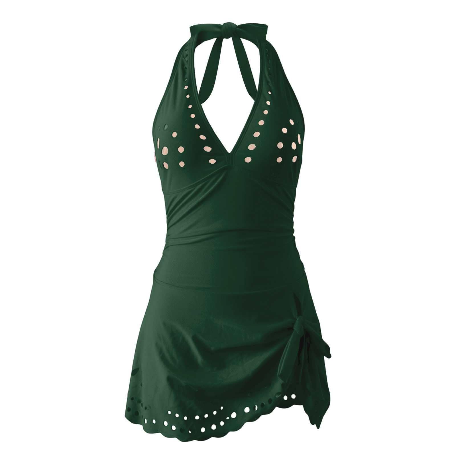 Generico Costume da Bagno da Donna con Push Up Arricciato, Sexy, Scollo a V, Stile Tummy Control Costume Donna Intero Modellante