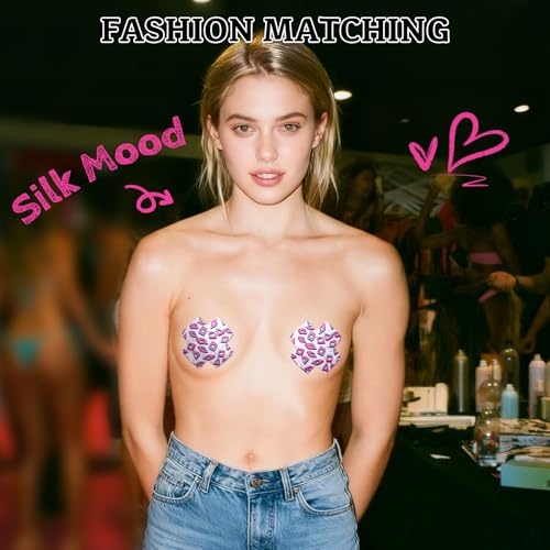 Image of Glitters Pasties Rave Pack Nipple Covers Stickers Disposable Sticky Breast Petals Bra for Women Rave Outfit Party