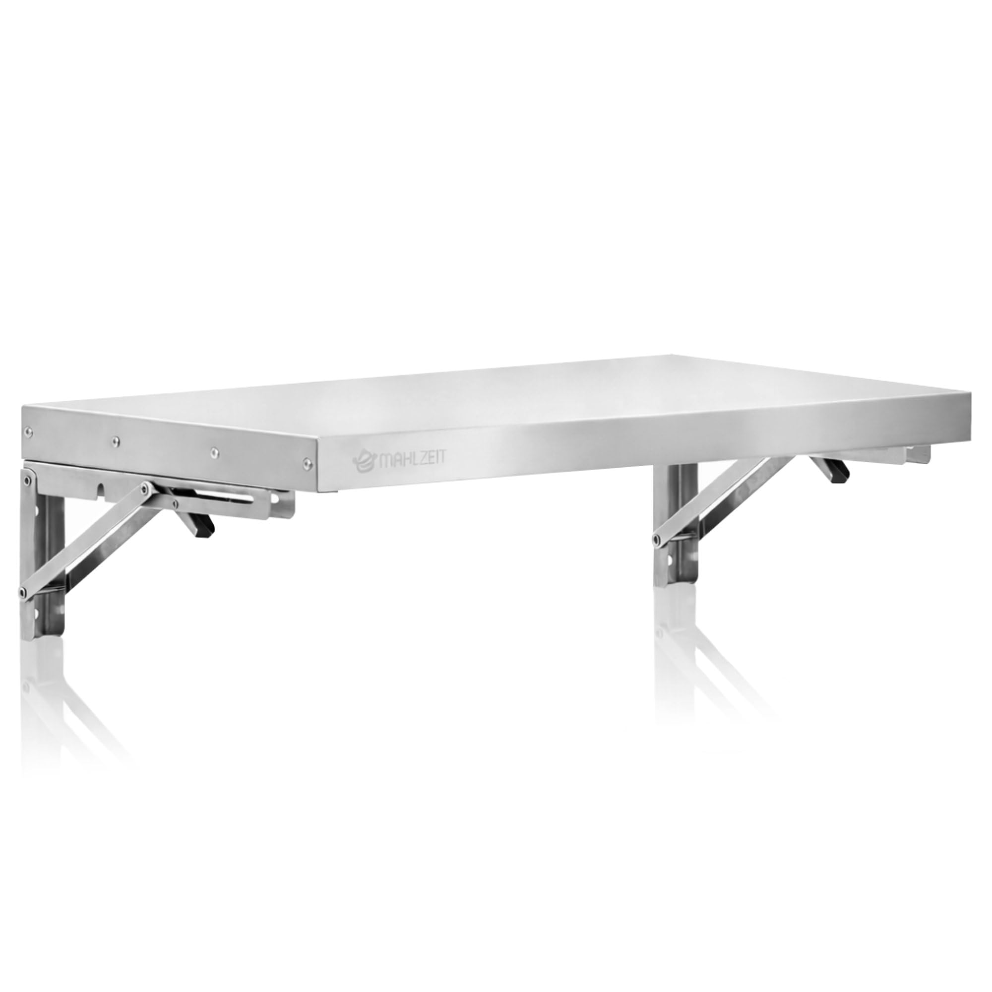 Mahlzeit Edelstahl Wandregal 60 x 30 cm | Küchenregal, Klappbar, Silber