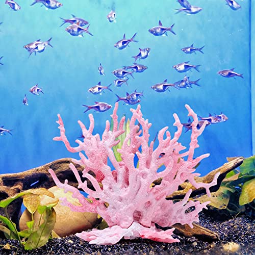 Image of 2 PCS Aquarium Coral Ornament, Blue Pink Coral Reef Decor, Artificial Plants Fish Tank Decorations (Pack of 2)