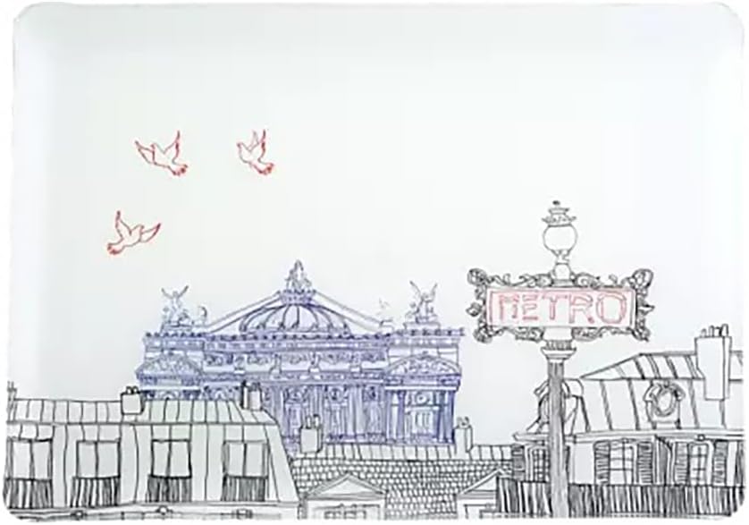 GIEN C'est Paris 1826B4AD Small Dessert Plates, Set of 4, Diameter 8.7 x 0.8 inches (22 x 2.2 cm)