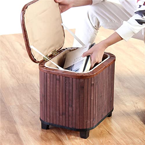 Tabouret de rangement en bambou kaki 32x23x29cm LUNEZY