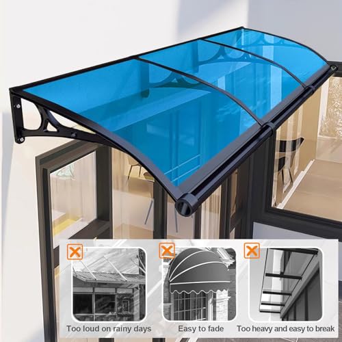 Auvent de porte extérieur polycarbonate transparent 80x240
