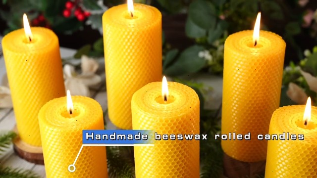 Image of Beeswax Pillar Candles,Non-Toxic Honeycomb Bees Wax Candle for Home,Yellow | 2.8x6 inch,6 Pack,258 H long clean Burning,100% Pure,natural unscented, smokeless,candle for home, emergency, prayer, dinner