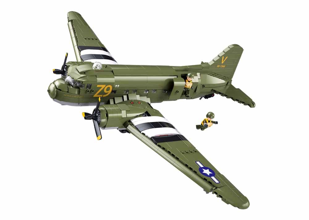 Sluban ModelBricks C-47S à l'Échelle 1/44, Avion de Transport Militaire, 1015 Pièces, pour Enfants de 12 à 18 Ans, Rouge et Or