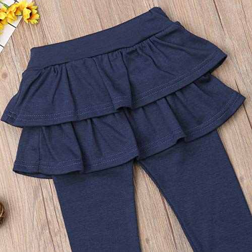 Kids Girls Autumn Cotton Stretchy Leggings with Ruffle Tutu Skirt School Uniform Tight Double Layer Pants Culottes3