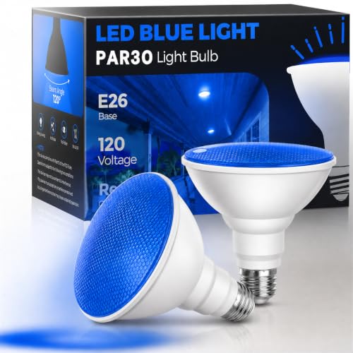 Image of L LOHAS LED Blue Flood Light Bulbs, PAR30 Flood Light Bulbs Outdoor