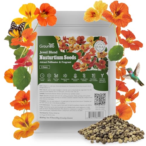 Groundio Nasturtium Seeds, 1 OZ, 3 Colors, Climbing...